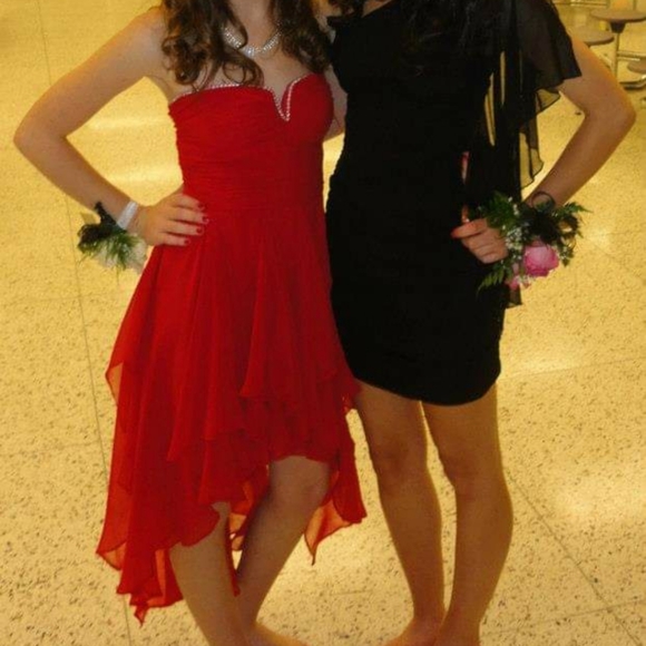 Red Strapless High Low Formal Dress - Picture 4 of 4